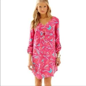NWt Lilly Pulitzer Arielle Tunic Dress Sea Blue Flirty Pink  XL